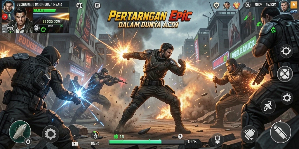 Screenshot gameplay 33ZK menampilkan aksi mendebarkan di medan pertempuran.
