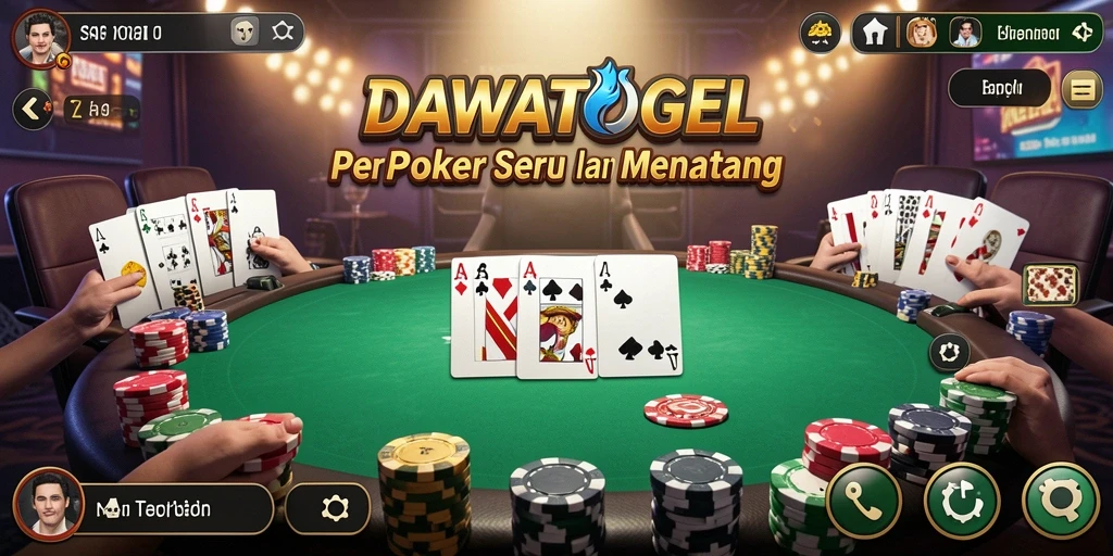 Tampilan gameplay DAWATOGEL yang menarik dengan suasana poker yang seru.