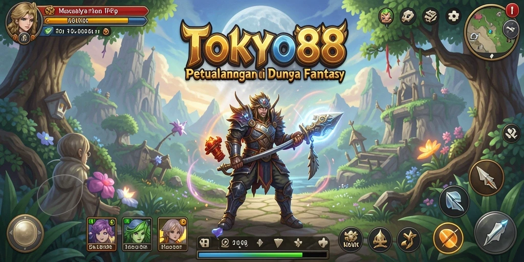 Screenshot gameplay TOKYO88 dengan pertarungan RPG yang dinamis.